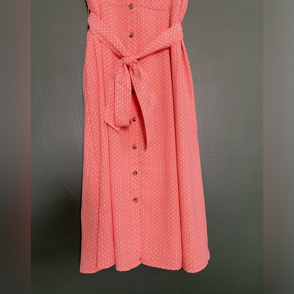 Midi dress sleeveless button down shirtdress Croft & BarrowY-Neck coral pink M - Picture 7 of 16